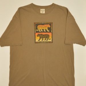 Tiger Animal Tee Light Brown '04 Y2K Retro Vintage